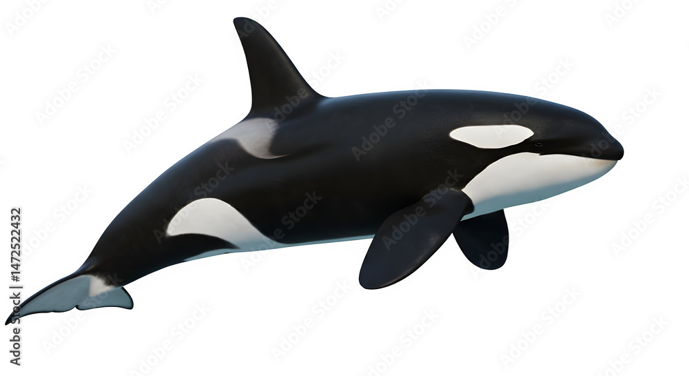 Obraz premium Orca, Killer whale ((Orcinus orca) isolated on white or transparent background. PNG