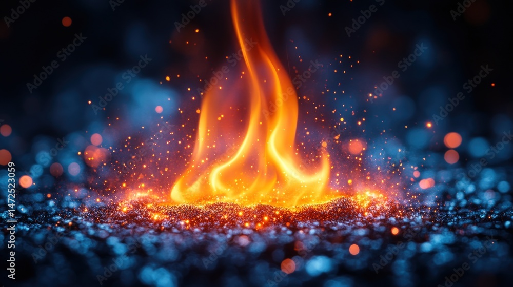 Fiery flames erupting from the ground Fiery flames erupting from the ground
