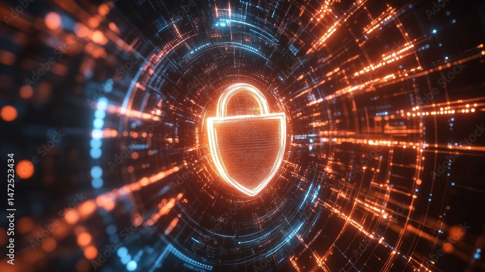 Obraz premium Digital security measures protecting data in cyber environments 3d visualization futuristic virtual perspective
