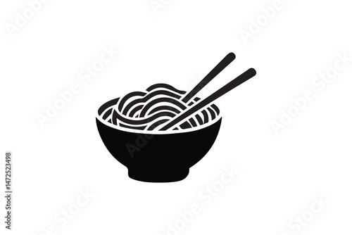simple and unobtrusive Noodles and chopstick vector silhouette illustration isolated in white background