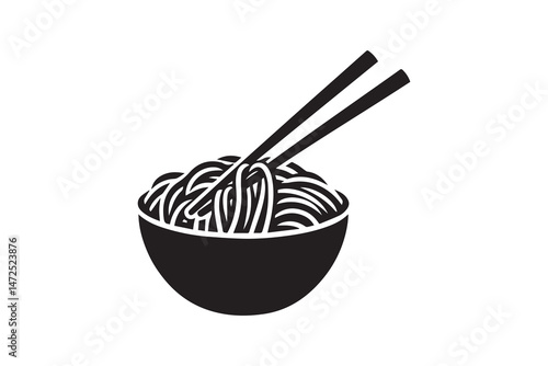 simple and unobtrusive Noodles and chopstick vector silhouette illustration isolated in white background
