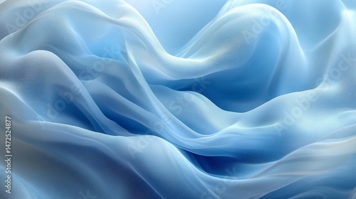 Wallpaper Mural Soft, light blue fabric drapes creating flowing, undulating shapes with a translucent texture Torontodigital.ca