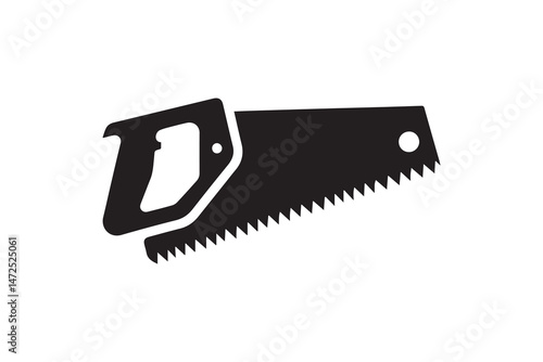 simple and unobtrusive hand saw vector silhouette illustration isolated in white background