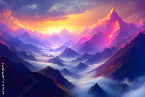 sunset in the mountains