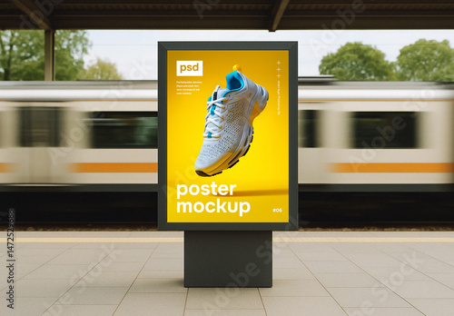 Train station billboard advertising mockup