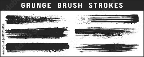 Brush line set. Vector calligraphy paint strokes. Vintage Chinese brushstrokes collection. Straight long hand drawn stripes background