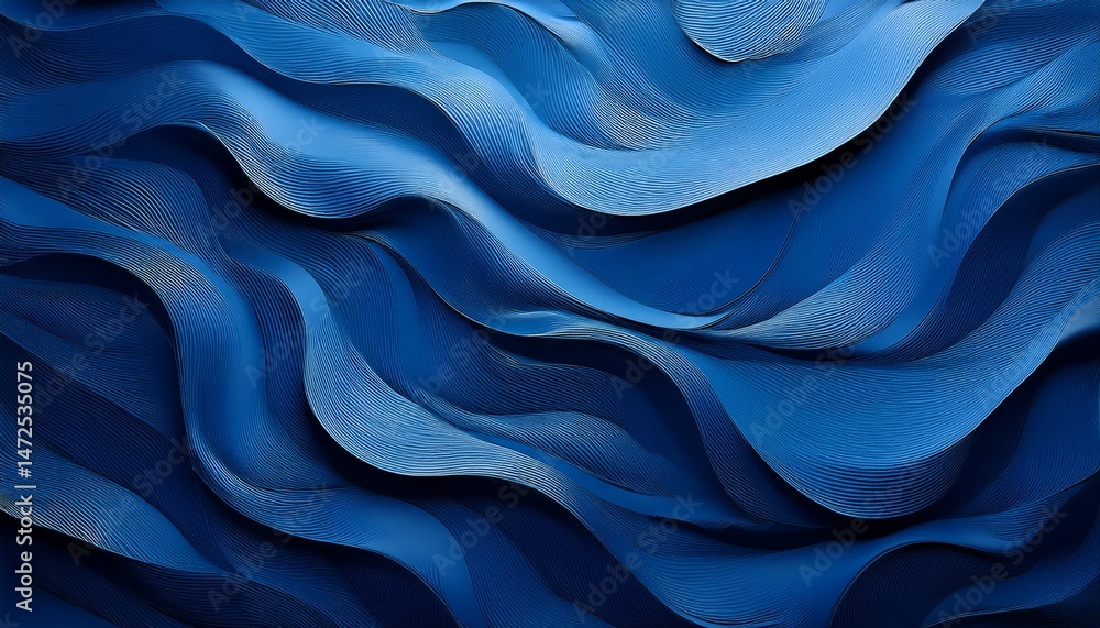 Obraz premium a textured deep blue surface resembling waves or crumpled paper creating an abstract visually striking composition