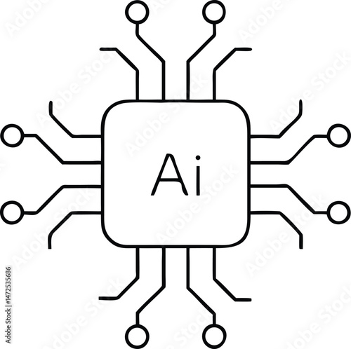 Minimalist cpu chip icon vector design with transparent appearance suitable for technology.