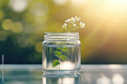 Wildflowers in a jar on table