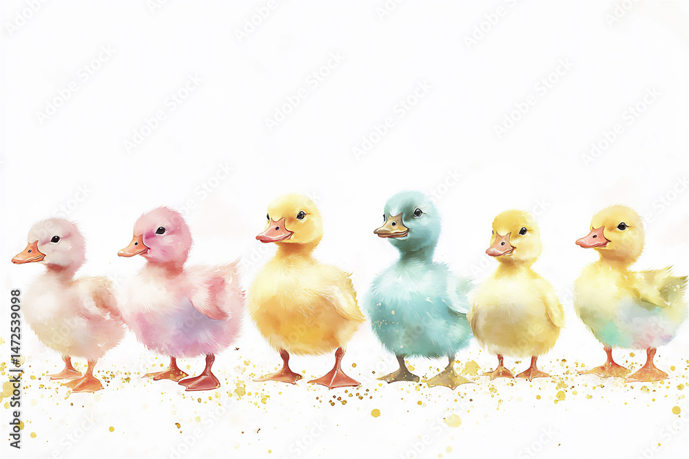 illustration of colorful ducklings illustration of colorful ducklings