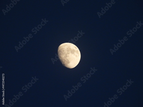 Vászonkép Waxing gibbous moon within the dark nighttime sky