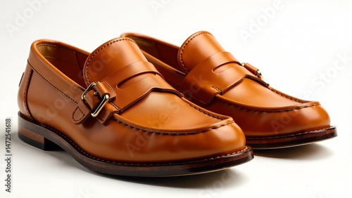 Wallpaper Mural Leather Buckle Loafers Against White Background Torontodigital.ca
