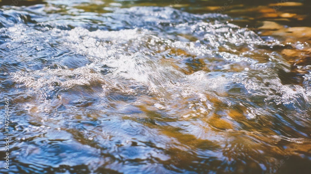 Fototapeta premium Rippled Water Surface with Sunlight Reflections in Natural Setting