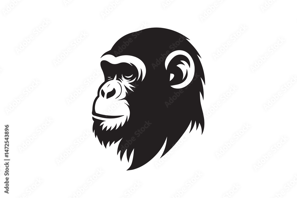 simple and unobtrusive Chimpanzee vector silhouette illustration isolated in white background simple and unobtrusive Chimpanzee vector silhouette illustration isolated in white background