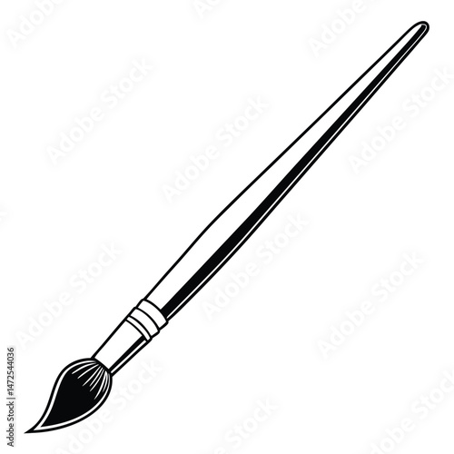 Black and white paint brush vector illustration graphic artistic tool design.