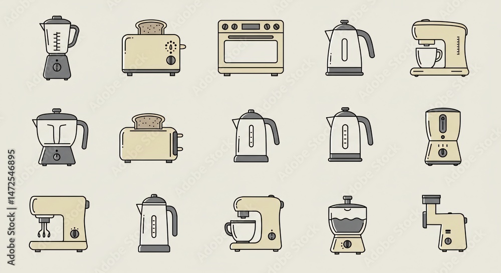 Fototapeta premium set of icons depicting electrical appliances illustrations vectors symbols icons buttons