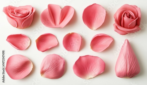 Wallpaper Mural Pink Rose Petals and Buds on White Background Torontodigital.ca