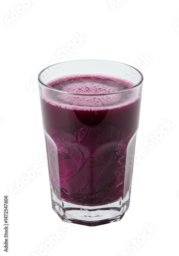 Wallpaper Mural Refreshing purple juice in clear glass with a foamy top. Isolated on a black backdrop Torontodigital.ca