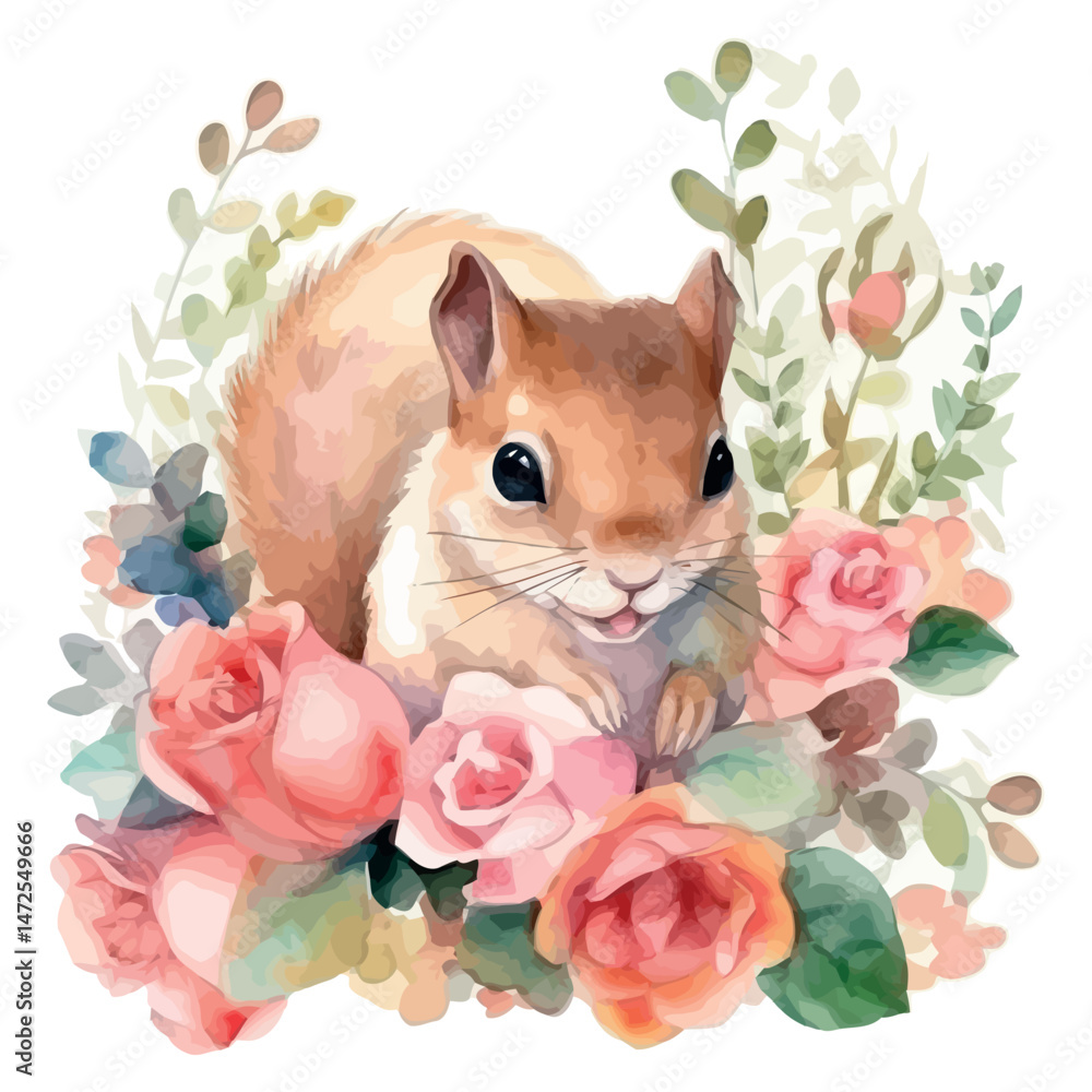 Fototapeta premium A cute kitten plays among pink spring flowers, a delightful Easter celebration
