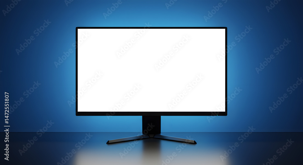 Blank Modern Monitor with Blue Ambient Light Blank Modern Monitor with Blue Ambient Light