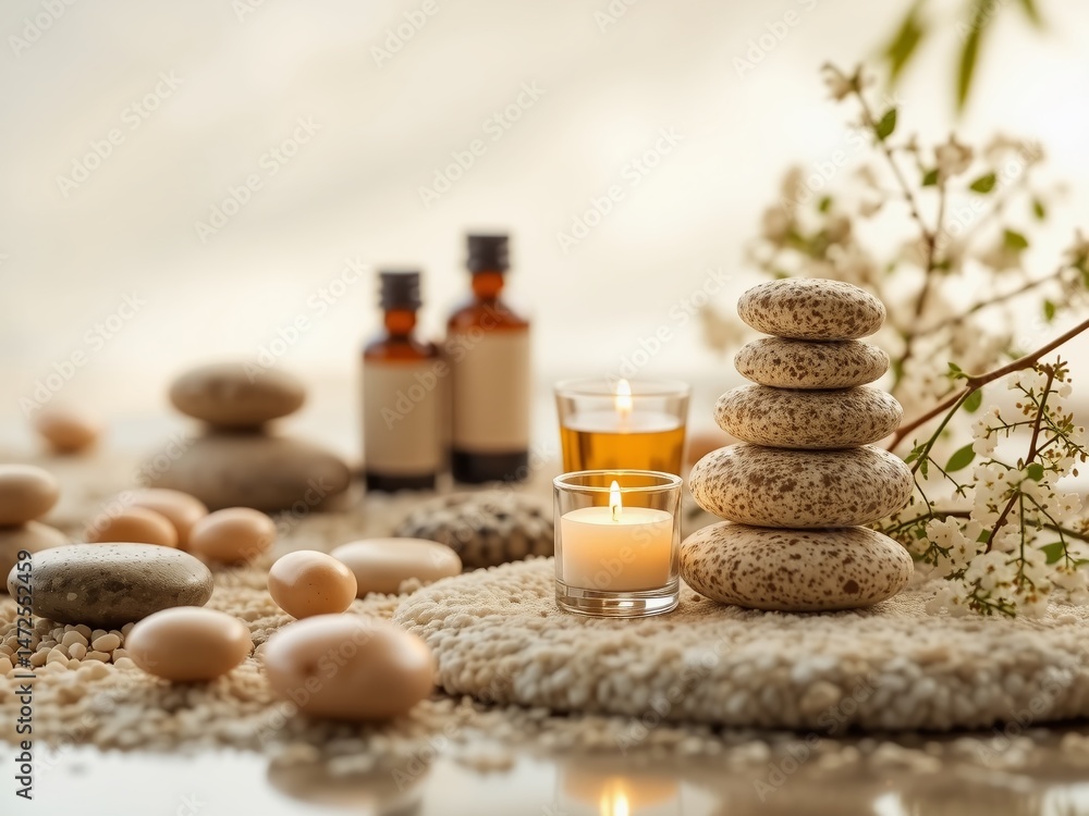 Tranquil Stone and Oil Spa Scene Tranquil Stone and Oil Spa Scene