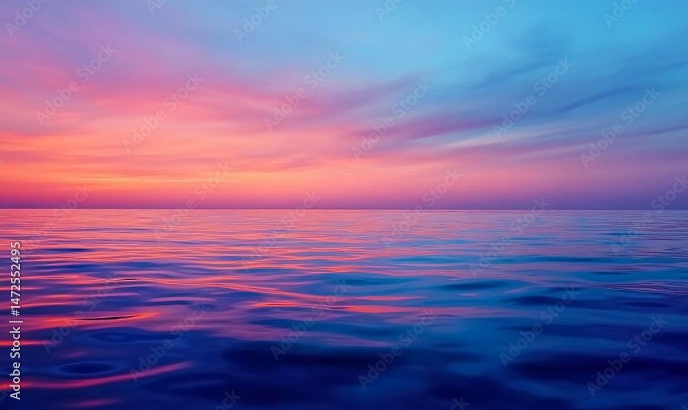 A Stunning Ocean Scene at Sunset with Vivid Colors and Tranquil Waters A Stunning Ocean Scene at Sunset with Vivid Colors and Tranquil Waters