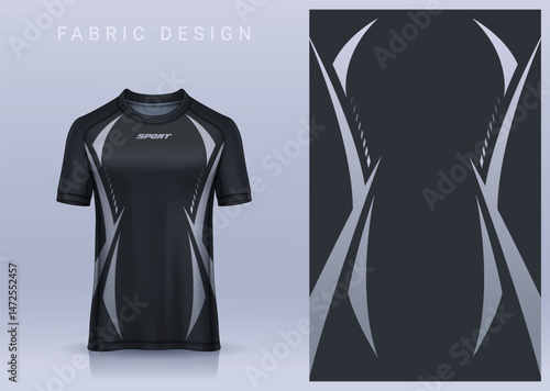 Fabric textile design for Sport t-shirt, Soccer jersey mockup for football club. uniform front view.	