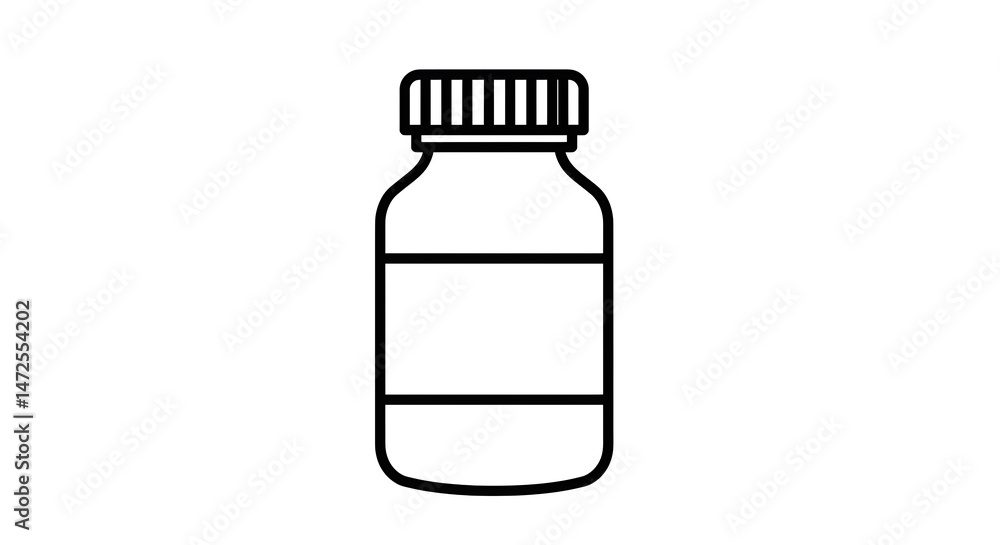 Outline of a Pill Bottle with Label Ready for Mockup Outline of a Pill Bottle with Label Ready for Mockup