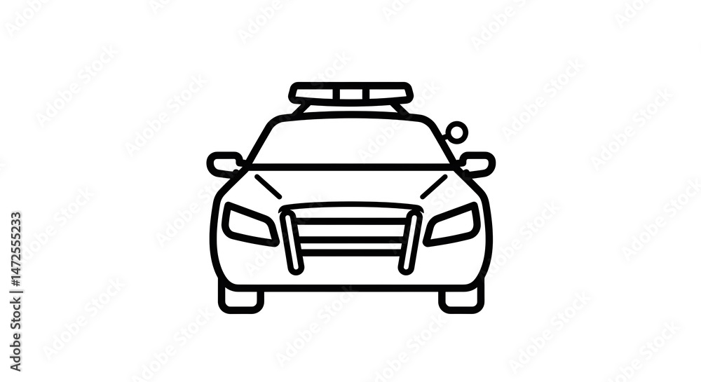 Outlined Vehicle Front View with Emergency Lights Illustration Outlined Vehicle Front View with Emergency Lights Illustration