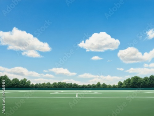 Green field under blue sky