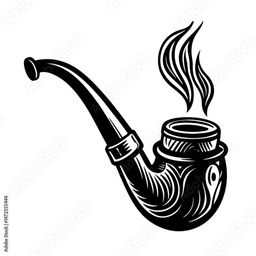 a smoking pipe vector line art silhouette