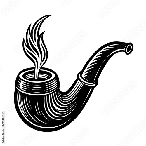 a smoking pipe vector line art silhouette