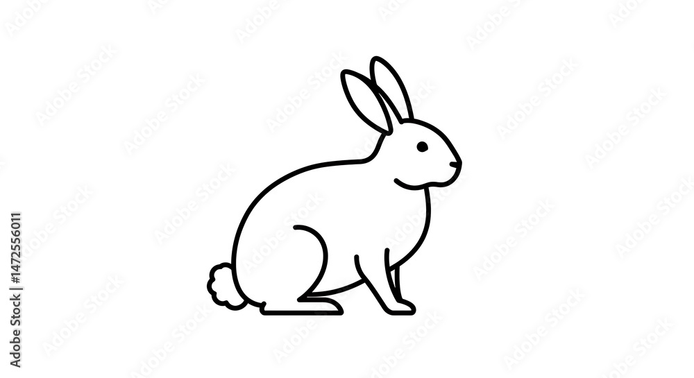 Sitting Rabbit Illustration Simple Black and White Outline Sitting Rabbit Illustration Simple Black and White Outline
