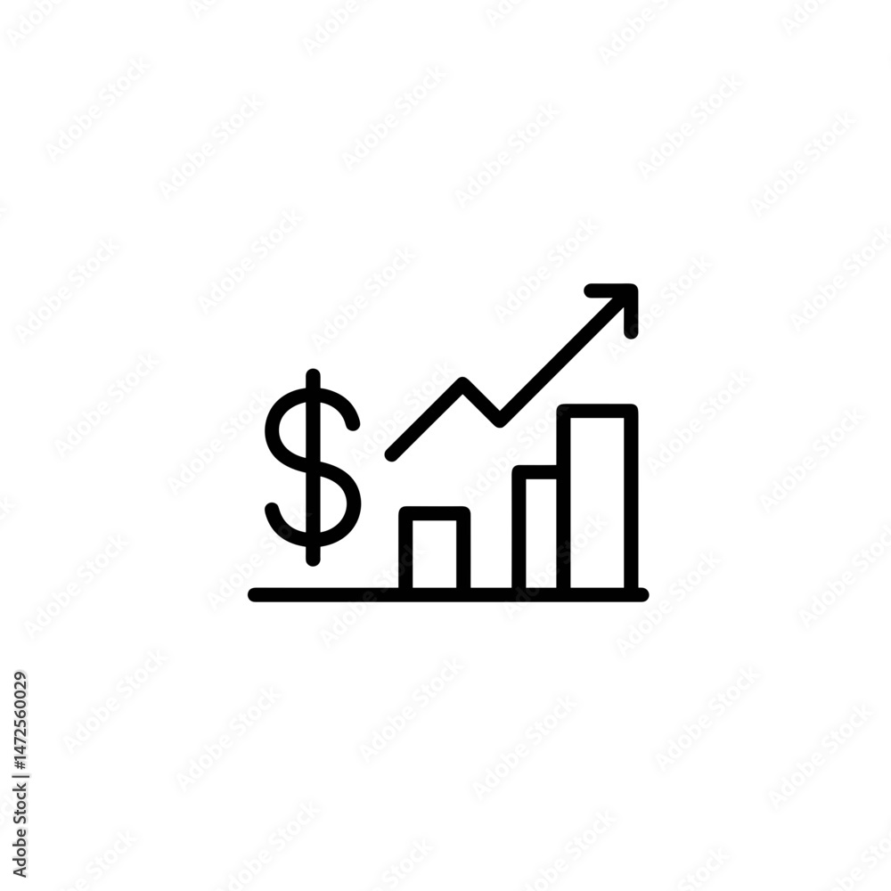 Financial growth chart with dollar symbol in minimalist style Financial growth chart with dollar symbol in minimalist style