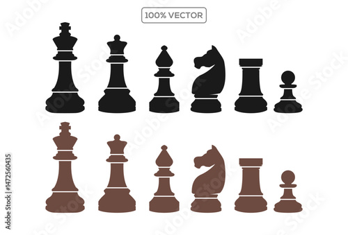 Named chess piece icons. vector template design