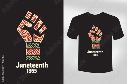 Juneteenth 1865 Freedom Fist T Shirt Design Afrocentric Black History Celebration
