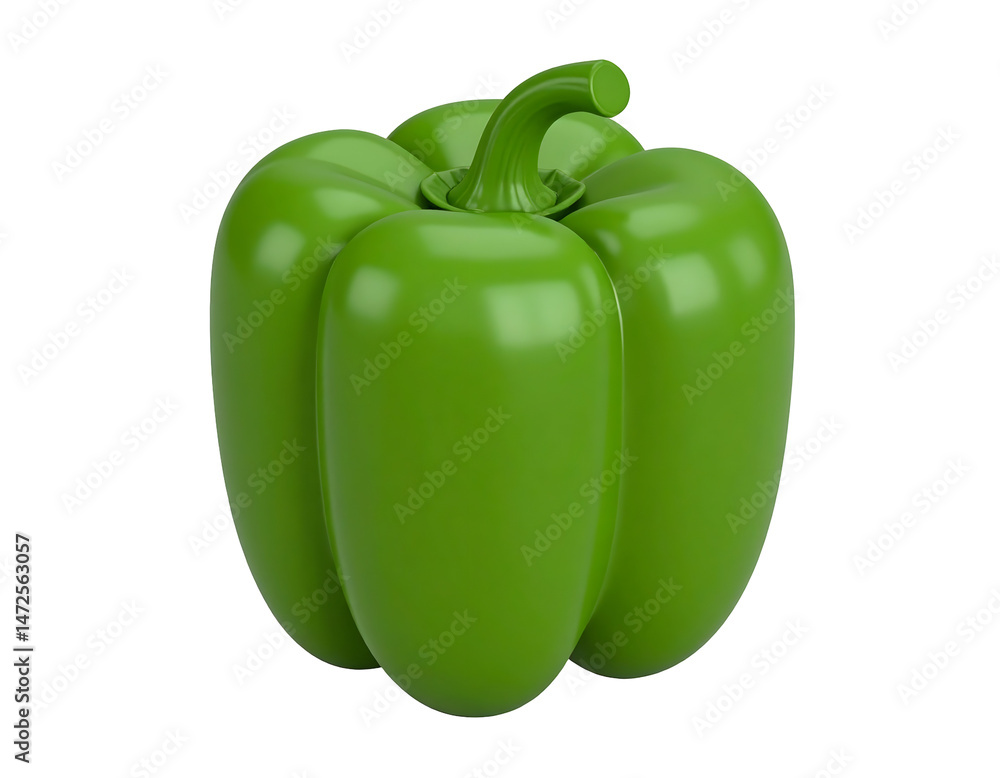 Fresh, green bell pepper, a healthy vegetable, is isolated on white Fresh, green bell pepper, a healthy vegetable, is isolated on white