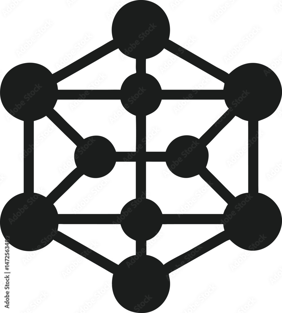 Black neural network node connection icon representing data processing and technology Black neural network node connection icon representing data processing and technology