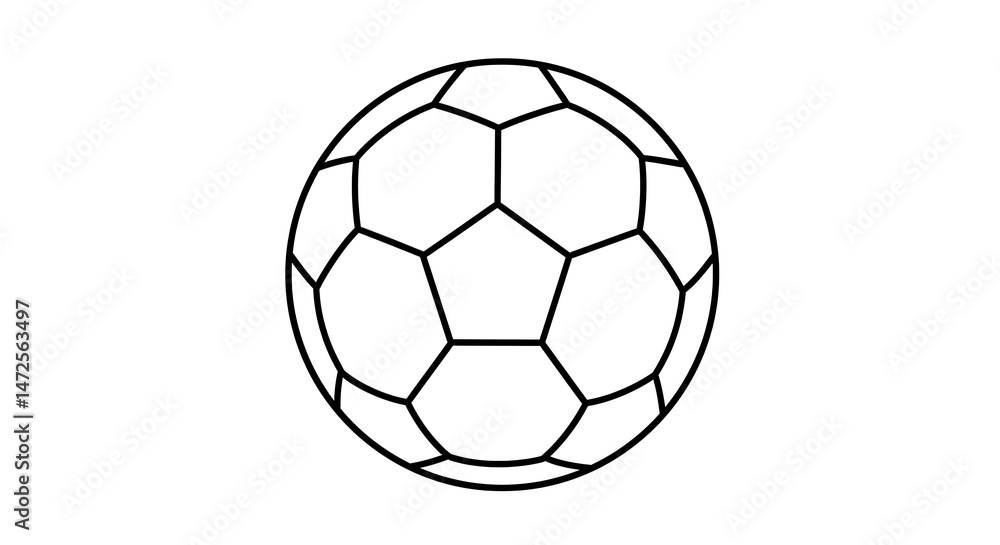 Outlined Soccer Ball Illustration on White Background Outlined Soccer Ball Illustration on White Background