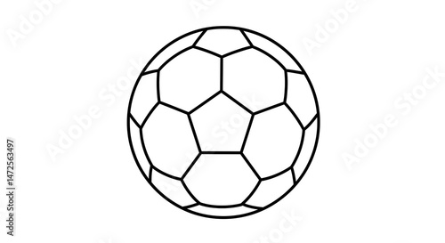 Outlined Soccer Ball Illustration on White Background