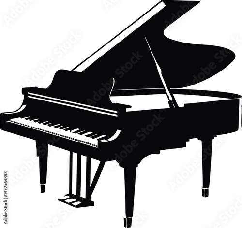 grand piano silhouette vector, art for music education and classical performance design  silhouette