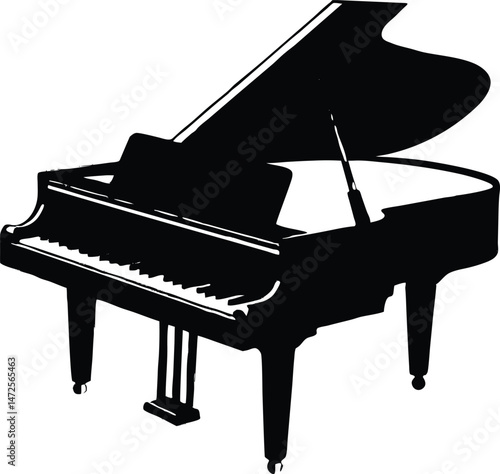 grand piano silhouette vector, art for music education and classical performance design  silhouette