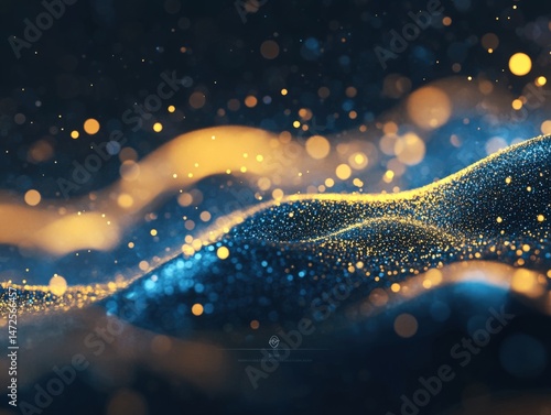 blue and gold glitter waves