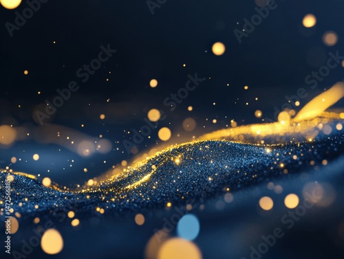 Abstract dark background with golden light