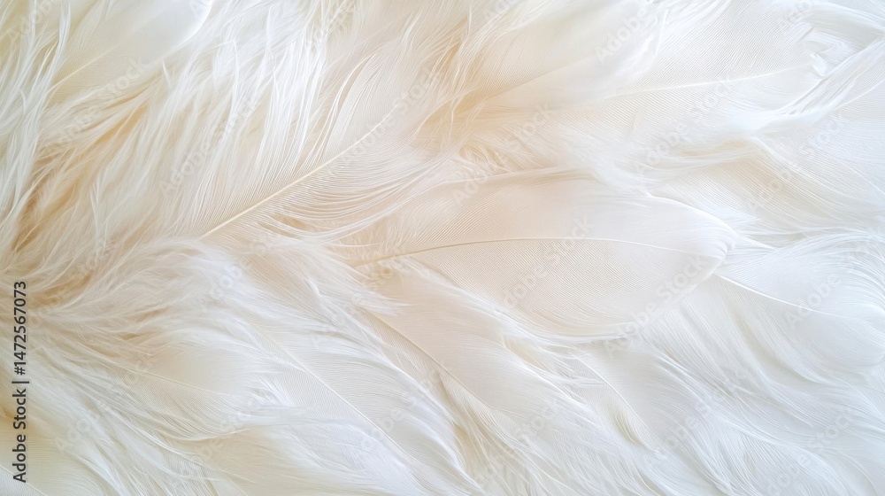 Obraz premium Close-up of a group of white feathers. the feathers are arranged in a scattered manner, with some overlapping each other. the texture of the feathers is soft and fluffy, with a subtle sheen.