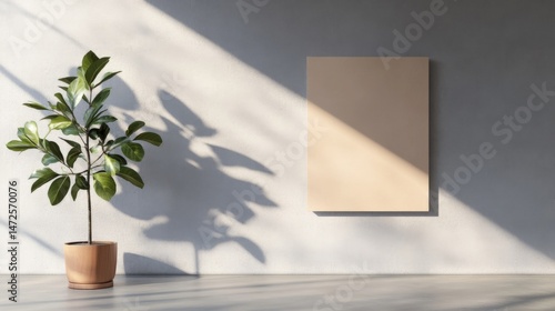 Plant and framed art on wall