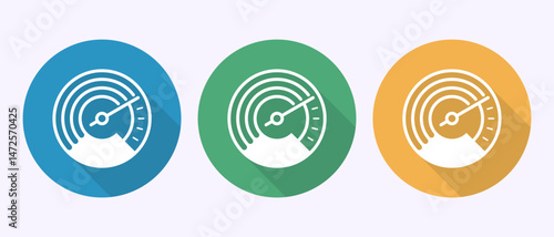Speedometer Icon design illustration, Speed indicator sign symbol in shadow button design