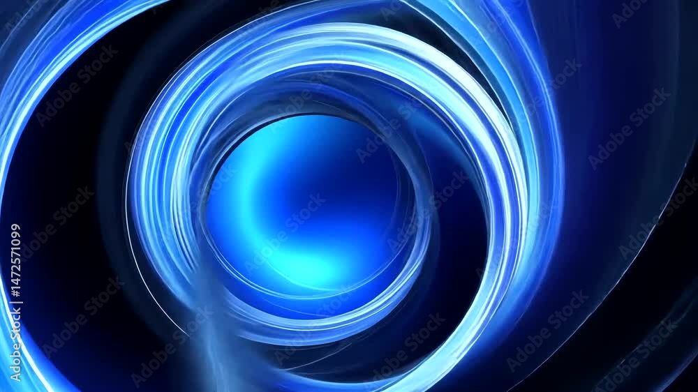 A central, luminous blue sphere is surrounded by swirling, translucent rings of light in shades of blue and white, creating depth A central, luminous blue sphere is surrounded by swirling, translucent rings of light in shades of blue and white, creating depth