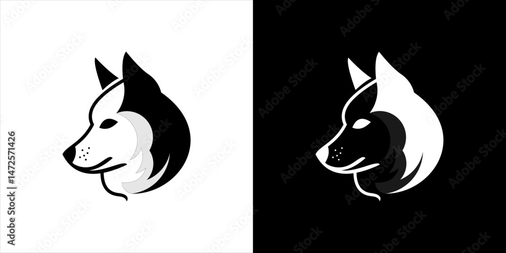 Obraz premium husky dog ​​head logo design