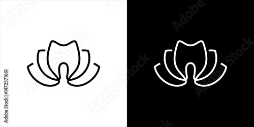 dental outline logo design with a lotus flower